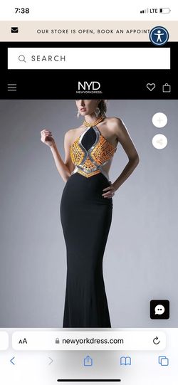Style 5012 Andrea & Leo Couture Black Size 0 Jersey Semi Formal High Neck A-line Dress on Queenly