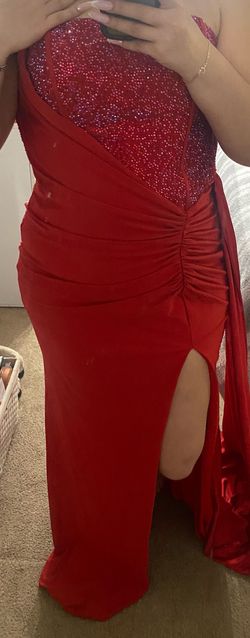 Portia and Scarlett Red Size 10 Side Slit Medium Height Mermaid Dress on Queenly