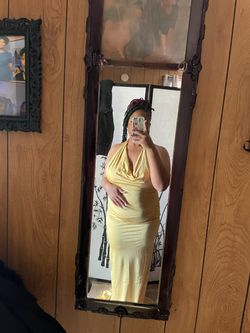 Fashion Nova Gold Size 12 Prom Jersey Ball Gown Plus Size Mermaid Dress on Queenly