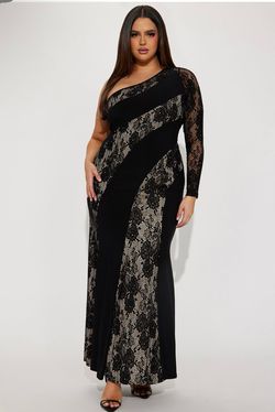 Fashion Nova Black Size 20 Lace One Shoulder 50 Off A-line Dress on Queenly