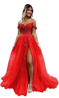 WORDSKEi Red Size 16 Prom Jersey Ball gown on Queenly