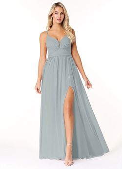 Style Rayna Azazie Blue Size 8 Grey Floor Length A-line Dress on Queenly