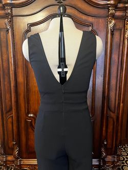 Valentine Black Size 4 Jersey Sheer Jumpsuit Dress on Queenly