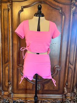Another Mode Pink Size 8 Square Floor Length Cap Sleeve Jumpsuit Dress on Queenly