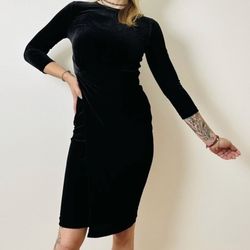 Banana Republic Black Size 0 Side Slit Polyester Cocktail Dress on Queenly