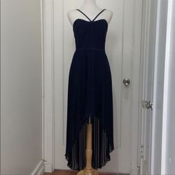 Alfred Angelo Blue Size 12 Halter Navy 50 Off Cocktail Dress on Queenly