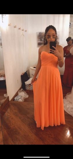 David's Bridal Orange Size 2 Strapless A-line Dress on Queenly