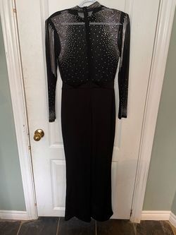 SHEIN Black Size 8 Nightclub Jersey Jewelled Jumpsuit Dress on Queenly