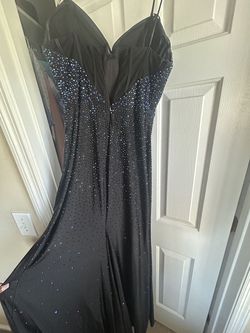 Colors Black Tie Size 8 Prom Strapless Wedding Guest Side slit Dress on Queenly