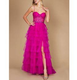 Style Fuchsia Sequin Corset Tulle Prom Ball Gown Dress Pink Size 0 Ball gown on Queenly