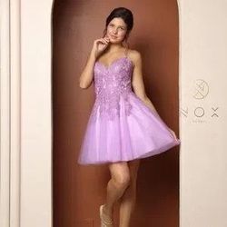 Nox Anabel Purple Size 2 Lace Appearance Tulle Prom Cocktail Dress on Queenly