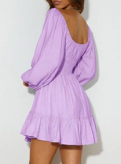 Amazon Purple Size 12 Jersey Long Sleeve Lavender A-line Dress on Queenly