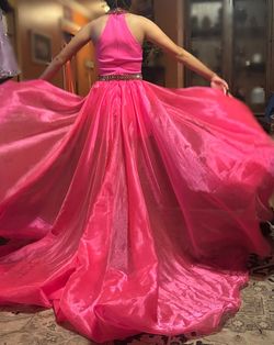 Ashley Lauren Pink Size 0 Barbiecore Custom Jewelled Belt Jumpsuit Dress on Queenly