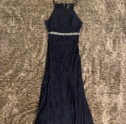 Trixxi Blue Size 10 Jersey Prom Semi Formal A-line Dress on Queenly