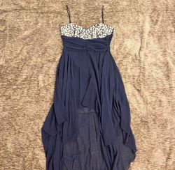 B. Darlin Multicolor Size 12 Corset Wedding Guest Plunge Navy Cocktail Dress on Queenly