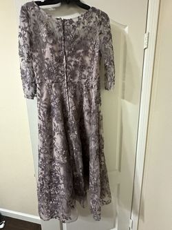 La Femme Purple Size 4 Jersey Long Sleeve Prom Lavender Straight Dress on Queenly