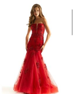 Style 49008 MoriLee Red Size 10 Jewelled Lace Jersey Prom Mori Lee Mermaid Dress on Queenly