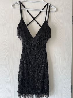 Style 4019 Primavera Black Size 4 Plunge 4019 Free Shipping Cocktail Dress on Queenly