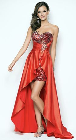 Style 9508 Blush Prom Red Size 8 Floor Length Black Tie Strapless Blush Train Dress on Queenly