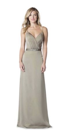 Style 1611 Bari Jay Brown Size 12 Halter Jewelled Plus Size Bridesmaid A-line Dress on Queenly