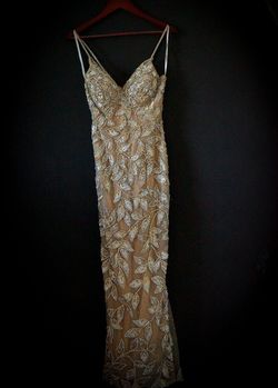 Sherri Hill Nude Size 6 Mini Spaghetti Strap Prom Train A-line Dress on Queenly