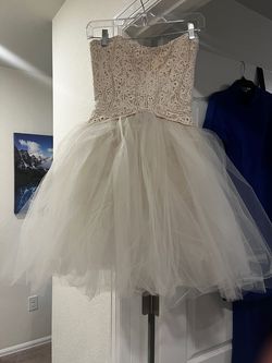 Allison Parris Nude Size 0 Tulle Sorority Formal Cocktail Dress on Queenly