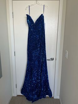 Style PS21208 Portia and Scarlett Blue Size 18 Strapless Plus Size Ps21208 Military Prom Mermaid Dress on Queenly