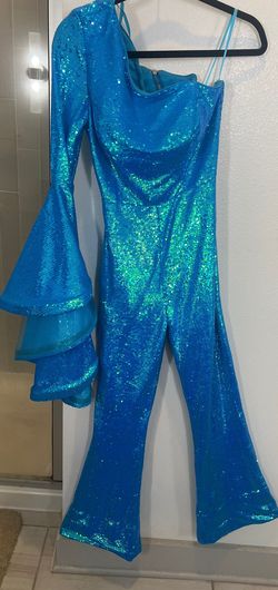 Ashley Lauren Multicolor Size 0 Sequined Appearance Medium Height Jersey Custom Jumpsuit Dress on Queenly