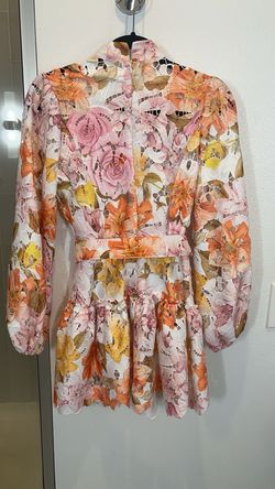 Zimmerman Multicolor Size 4 Flare Floral Long Sleeve Appearance Cocktail Dress on Queenly