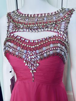 Style 7080RA Rachel Allan Pink Size 8 50 Off Barbiecore Pageant Beaded Top A-line Dress on Queenly