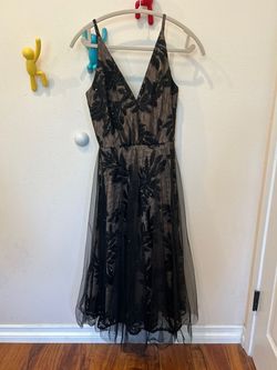 Dress the population Black Size 0 Lace Floor Length A-line Dress on Queenly
