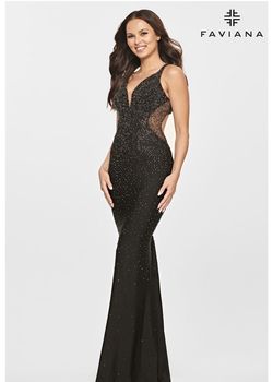 Faviana Black Tie Size 6 Prom Free Shipping Straight Dress on Queenly