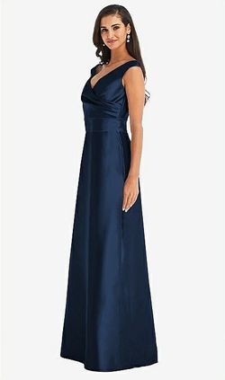 Alfred Sung Blue Size 8 Military Floor Length A-line Dress on Queenly