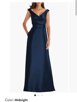 Alfred Sung Blue Size 8 Prom Pockets Wedding Guest A-line Dress on Queenly