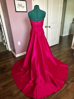 Mac Duggal Hot Pink Size 8 Jersey Sweetheart Custom Mermaid Dress on Queenly