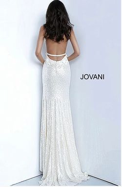 Style 1012 Jovani White Size 4 Pageant Tall Height Prom Side slit Dress on Queenly