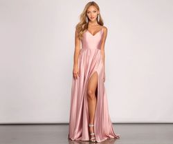 Style WY50S104 Windsor Pink Size 8 Jersey Plunge Side slit Dress on Queenly