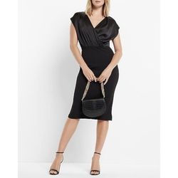Express Black Size 12 Plunge Mini Polyester Cocktail Dress on Queenly
