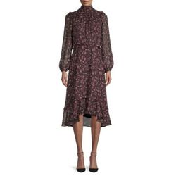 Julia Jordan Pink Size 4 Sleeves High Neck Floral Mini Cocktail Dress on Queenly