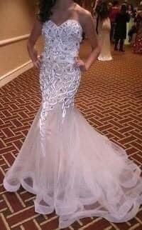 Jovani White Size 6 Mermaid Dress on Queenly