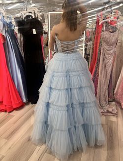 Sherri Hill Blue Size 12 Floor Length Ball gown on Queenly