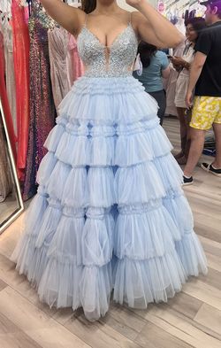 Sherri Hill Blue Size 12 Plus Size Ball gown on Queenly