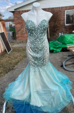Terani Couture Multicolor Size 12 Prom Strapless Mermaid Dress on Queenly