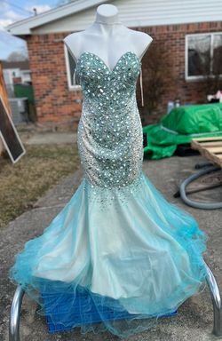 Terani Couture Multicolor Size 12 Prom Strapless Mermaid Dress on Queenly