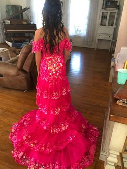Sherri Hill Pink Size 4 Floor Length Train Dress on Queenly