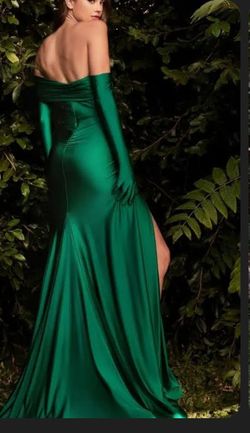 Cinderella Divine Green Size 2 Black Tie Floor Length Side slit Dress on Queenly