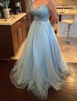 Juliet Blue Size 12 Quinceanera Prom Floor Length Ball gown on Queenly