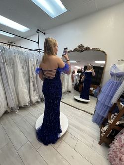 Primavera Blue Size 8 Jersey Floor Length Mermaid Dress on Queenly