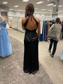 David's Bridal Black Size 8 Jersey Floor Length Side slit Dress on Queenly