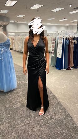 David's Bridal Black Size 8 Halter Prom Side slit Dress on Queenly